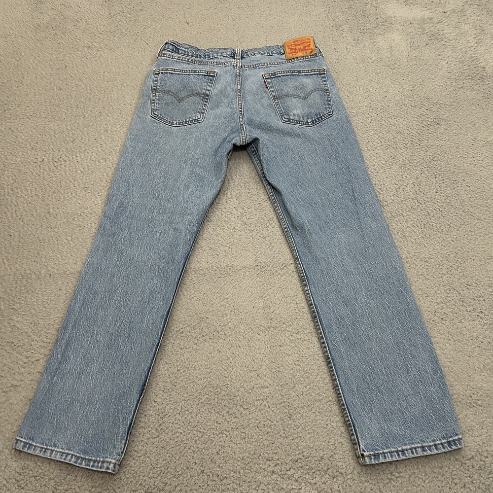 Levis Jeans Mens 34x30 Blue Denim 514 Slim Straight Light Wash Stretch American - Picture 2 of 15